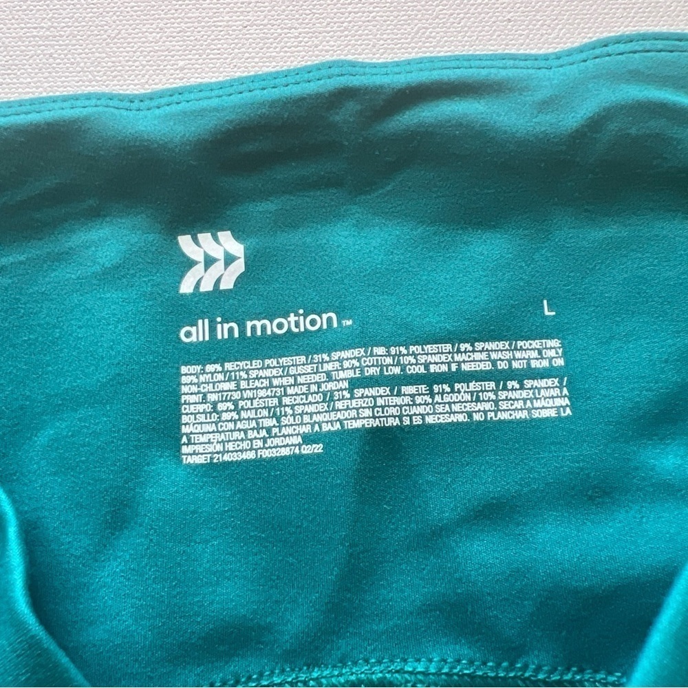 NWT All in Motion Women's Flex Ribbed High-Rise 7/8 Leggings Large Teal (A4) - Picture 3 of 8